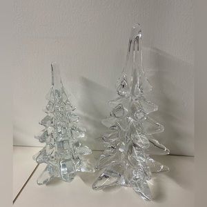 Set of 2 Silvestri Lead Crystal glass Christmas trees